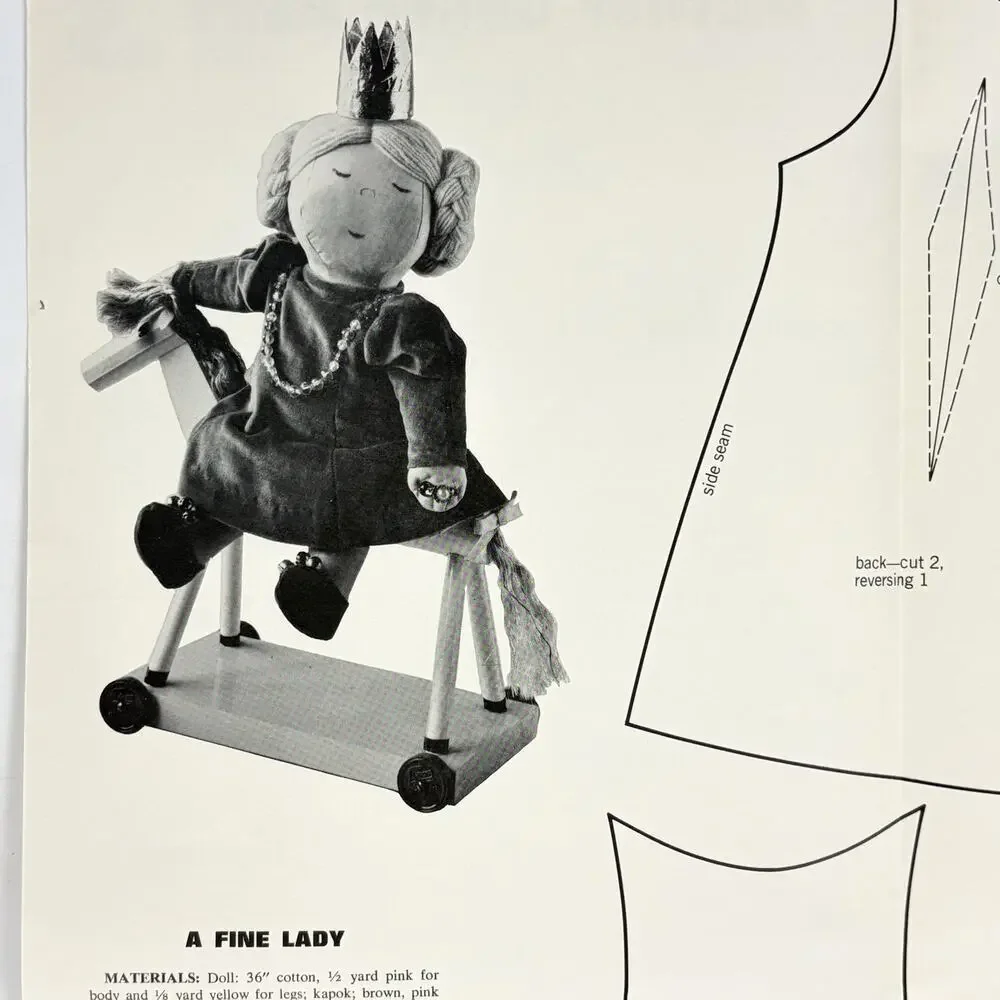 Woman's Day Mother Goose Dolls Sewing Pattern 6 Plush Cloth Doll VTG 1968